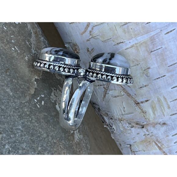 White Buffalo Sterling Silver Turquoise Statement Ring Size 6-SW Native Style - Picture 4 of 8